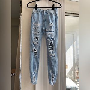 XS High waisted light wash jeans